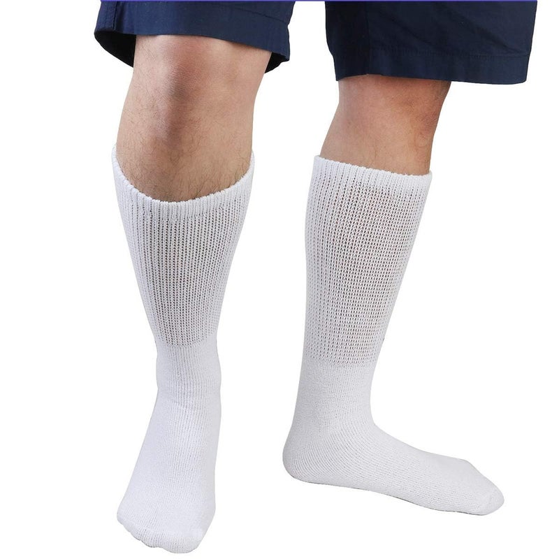 Falari Physicians Approved Diabetic Socks For Men Women Non-Binding Loose Top Wide Crew Length (6-Pack, White, 13-15) - Image 4